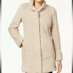 Kenneth Cole Ivy Long Line Faux Fur Teddy Coat - Size M (EUC)